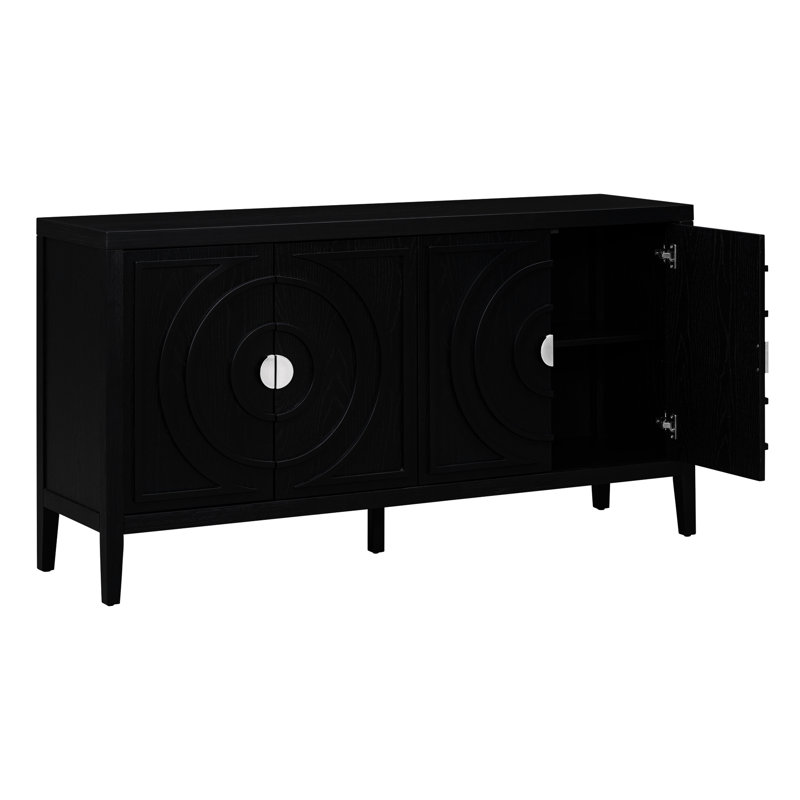 Buffet noir de style rétro - offre un grand espace de rangement pour votre armoire avec des détails rainurés