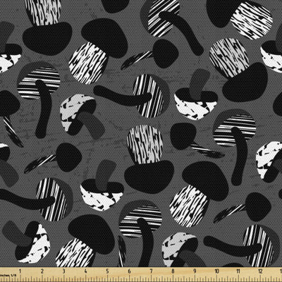 Chloe-Grace Grunge Style Greyscale Pattern of Creative Toadstools Multi-Purpose Fabric