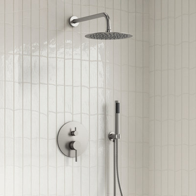 Système de douche à pression équilibrée, robinet de douche à pluie de 10 pouces avec valve brute