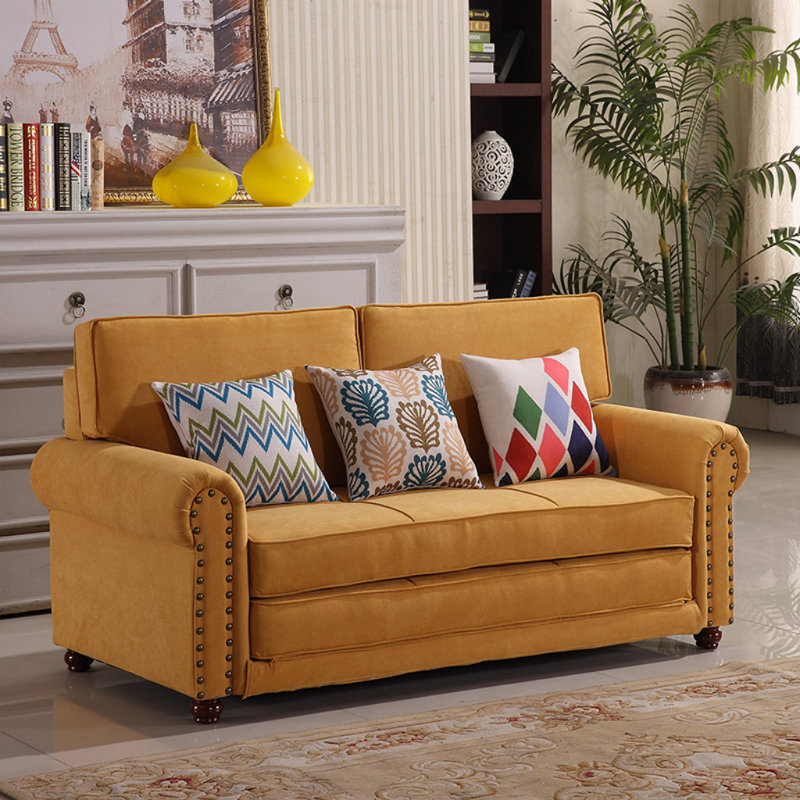 American Light Luxury Sofa Bed, Yellow