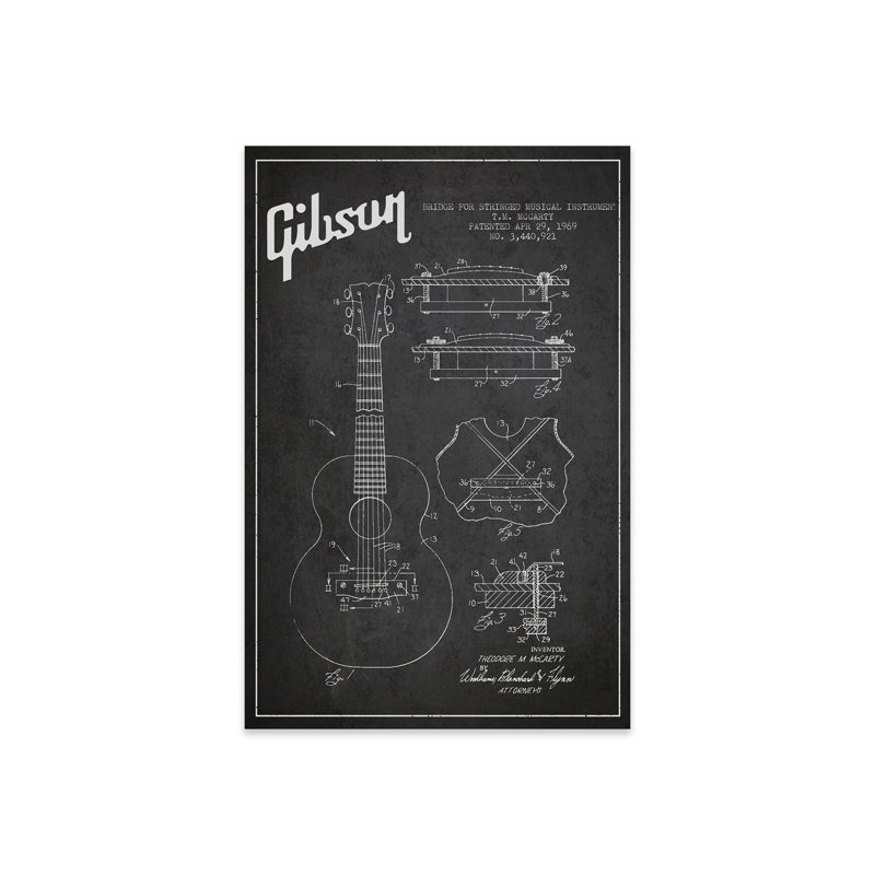 Gibson Stringed Blueprint par Aged Pixel, Gris anthracite