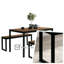 Ensemble 3 pièces de table de salle à manger industrielle - Comprend 1 table et 2 bancs