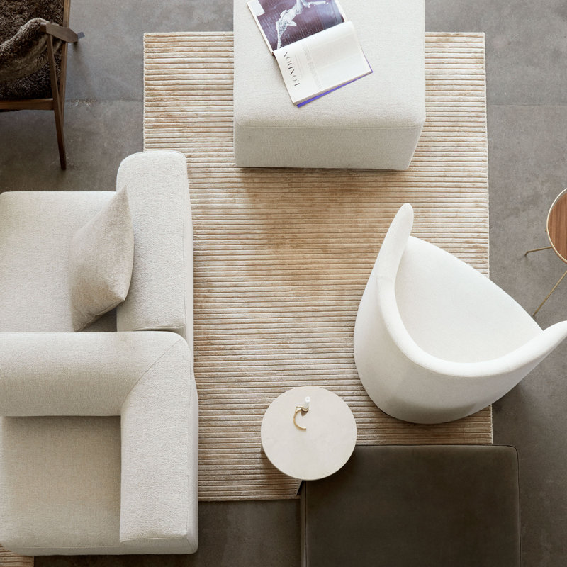Houkime Tencel Striped Area Rug in Beige