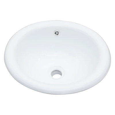 White 17"x15.5" Ceramic Semi - Recessed Bathroom Countertop Sink, Smooth Surface Texture, Low Water Absorption Property, Effortless Maintenance Plan Vessel Construction, Stain Finish, Quick