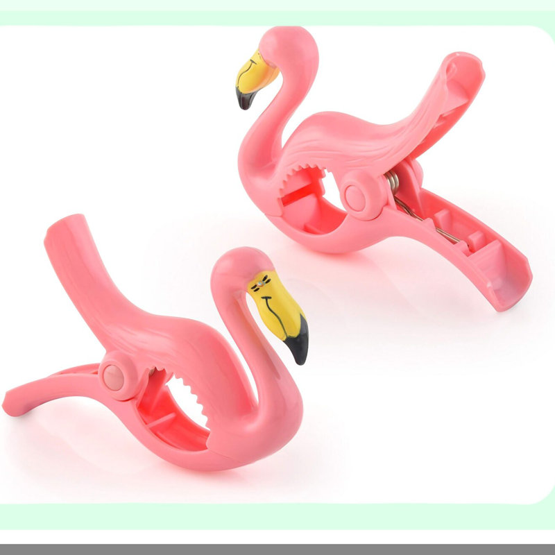 SunSecure Flamingo Beach Towel Clips - Perfect for Beach Chairs, Patio, and Poolside Use (2 Pack)