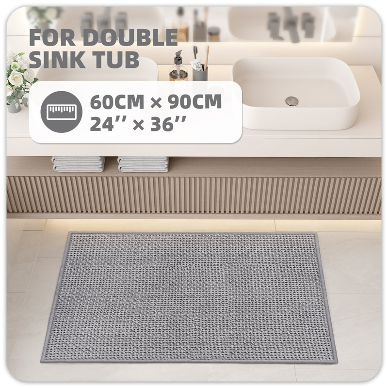 Tapis pour salle de bain Idalee, Gris, L 24 po x L 36 po