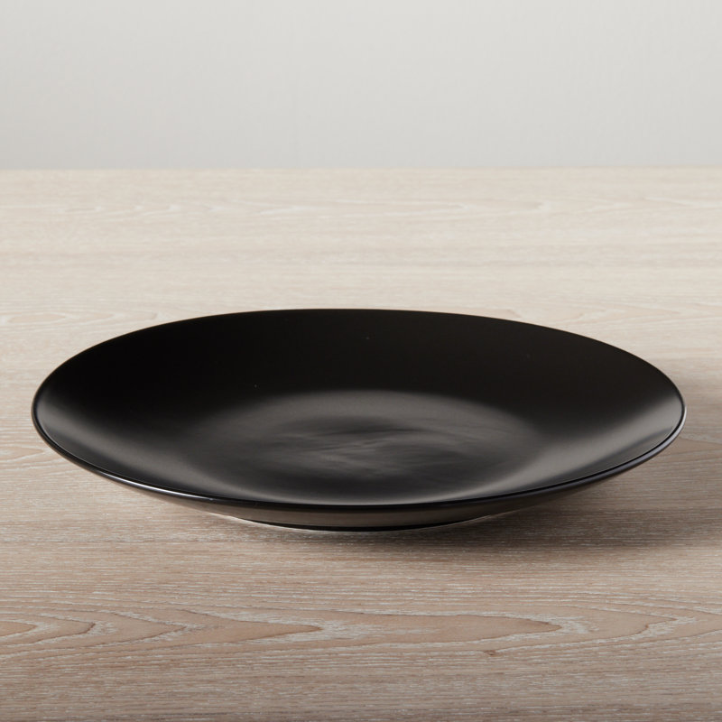 Black Ceramic Round Dinner Plates, Set of 4