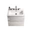 Meuble-lavabo mural blanc brillant 24 po - Lavabo en céramique 3 trous de robinet, espace de rangement généreux, système de rangement encastré silencieux-408336336-408336339