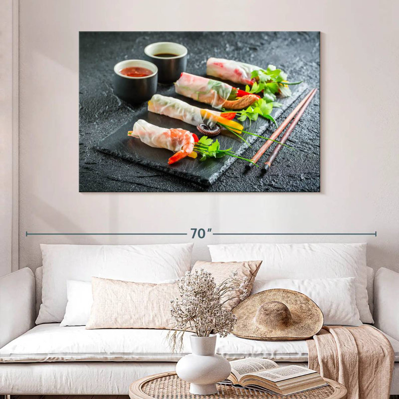Rouleaux de printemps aux fruits de mer, H 32 po x l 48 po