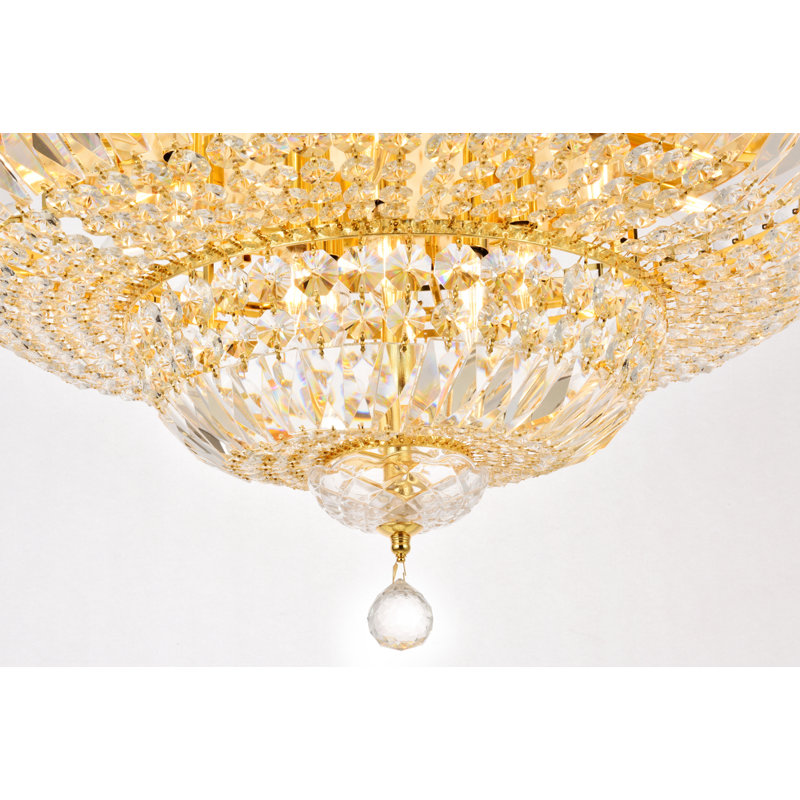 Cristal taillé royal clair Tranquil Maxfield, H 14 po x l 30 po x P 30 po, Doré, 18 lumières