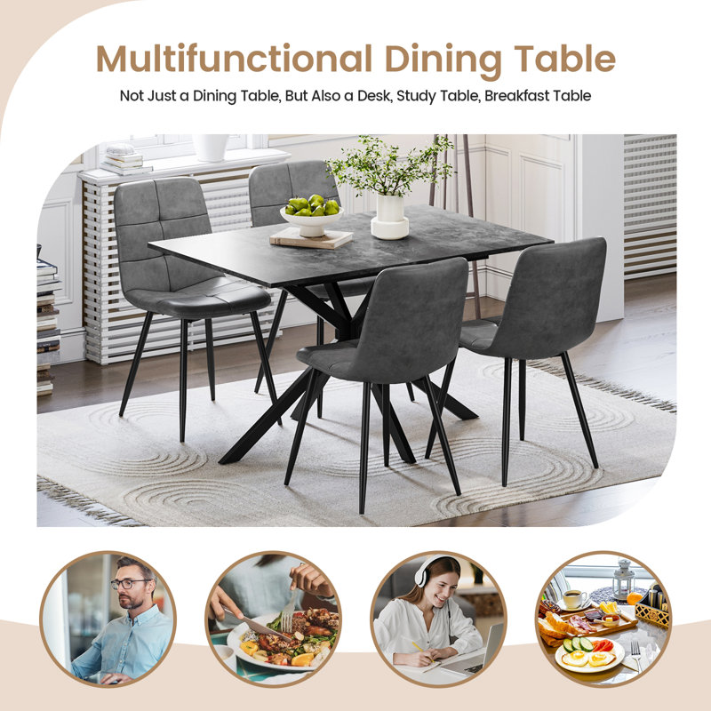 4 - Person Drop Leaf Dining Set, Grey, Grey