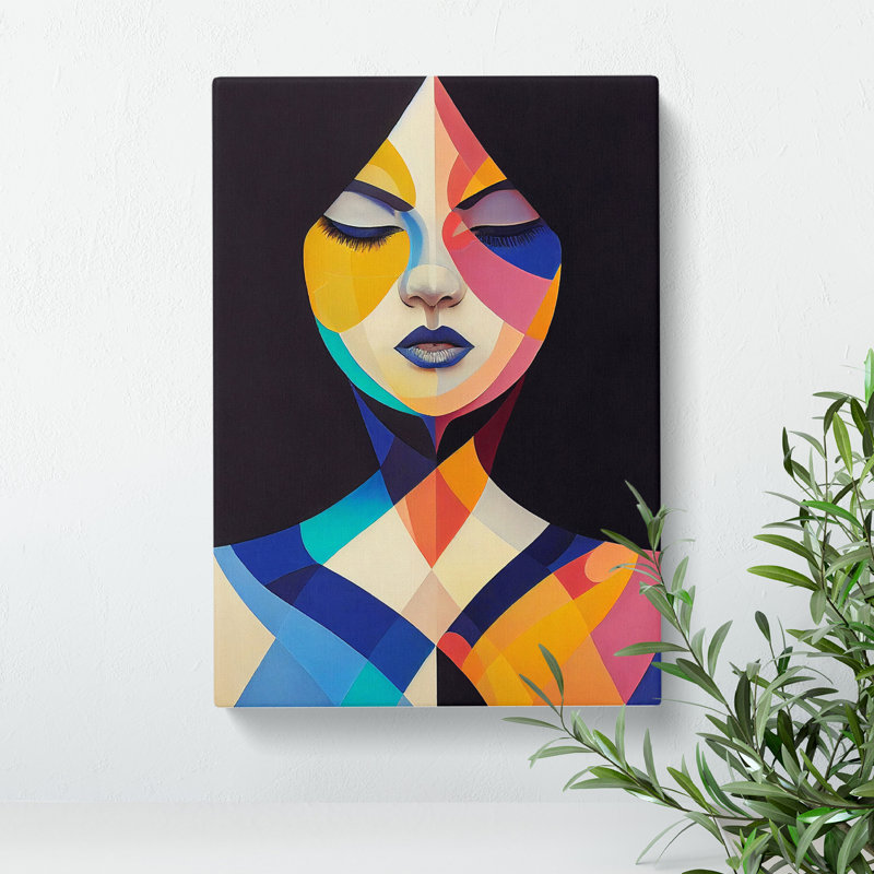 Abstract Coloured Woman No.4 - Wrapped Canvas, 50cm H x 35cm W x 3cm D