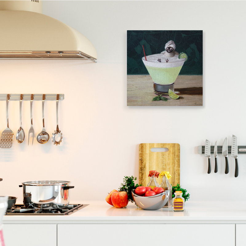 " Bird Bathing In Cucumber Martini Funny Animal " by Lucia Heffernan, Wrapped Canvas, 24" H x 24" W x 1.5" D