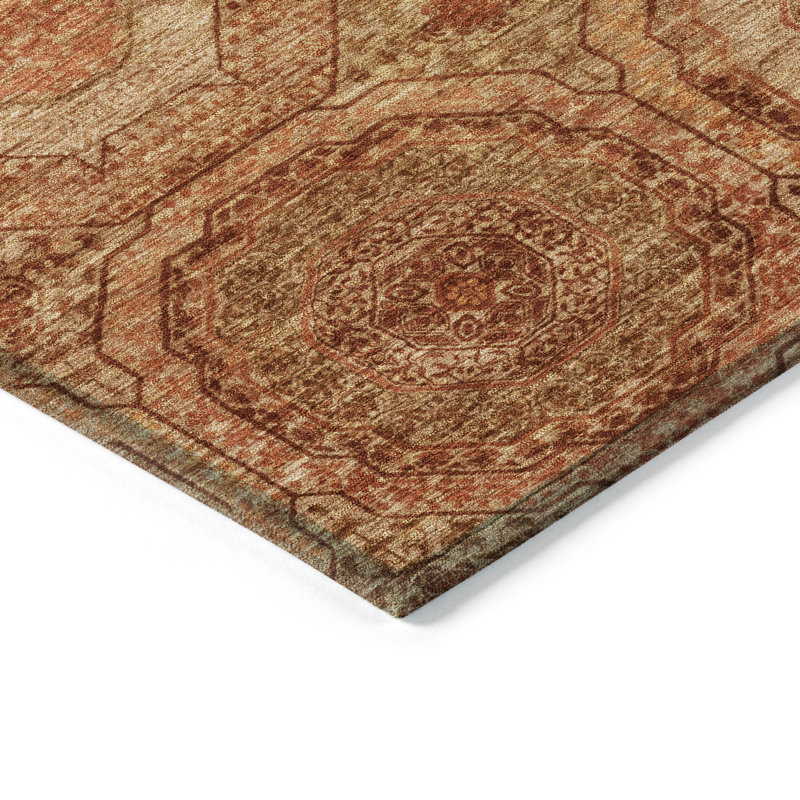 Tapis intérieur / extérieur lavable à la machine en terre cuite Xhevrie, Rectangle 5 pi x 7 pi 6 po