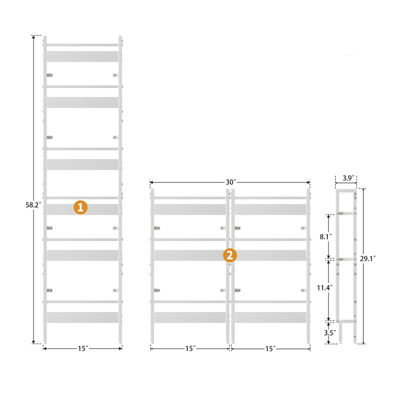 147.83 cm H x 38.1 cm W Bookcase