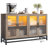 Sideboard Buffet Cabinet With Storage & Led Lights, 55" Large Wood Cabinet With 4 Fluted Glass Doors-106644778