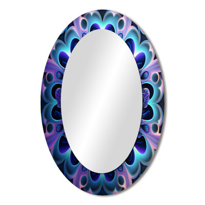 Celestial Mandala In Mysterious Purple & Blue II - Bohemian Oval Wall Mirror