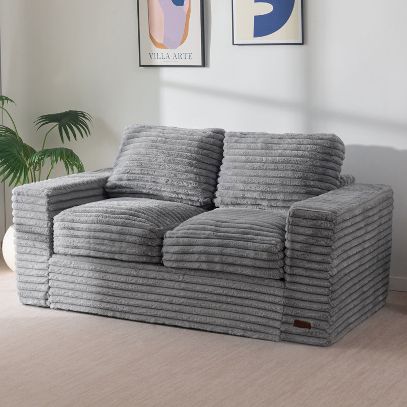 Canapé 62 po avec coussin à billes 62 po, Causeuse, Gris