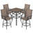 Patio PVC-coated polyester Bar Set of 5, Height Back Bar Stools and Faux Wood Tabletop