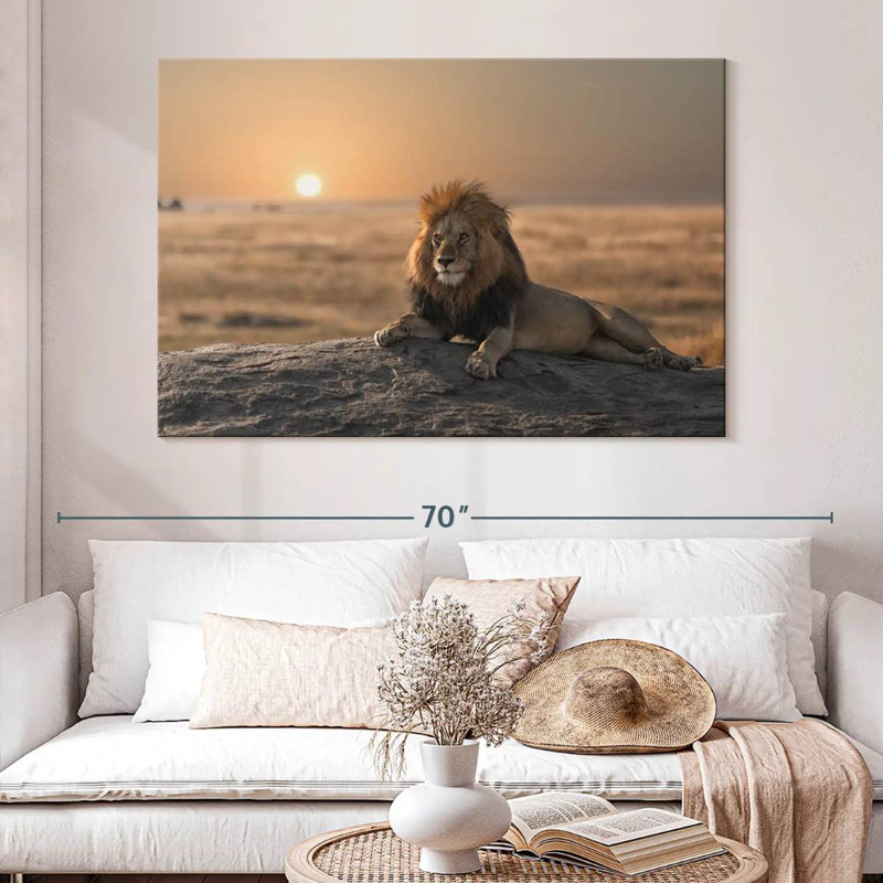 Lion On A Rock, 34" H x 51" W