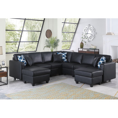 Faux Leather L-Shaped Sectional Reversible