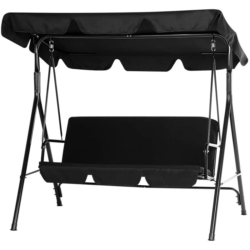 3 Person Porch Swing with Canopy, Black