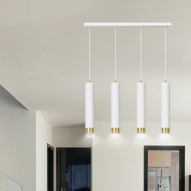 Danbury 4 - Light Cylinder Pendant, Gold, White