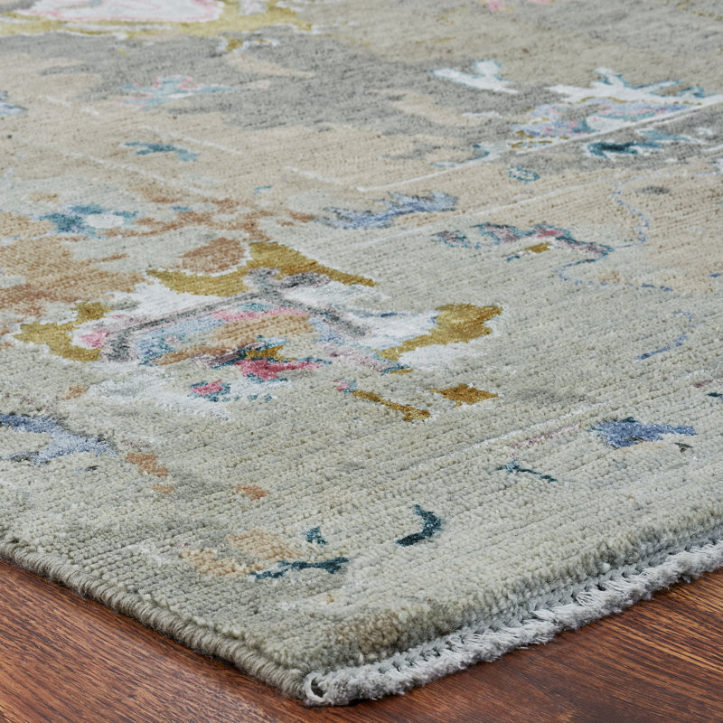 Illusion Weave Hand Knotted Abstract Area Rug, Rectangle 10' x 14'