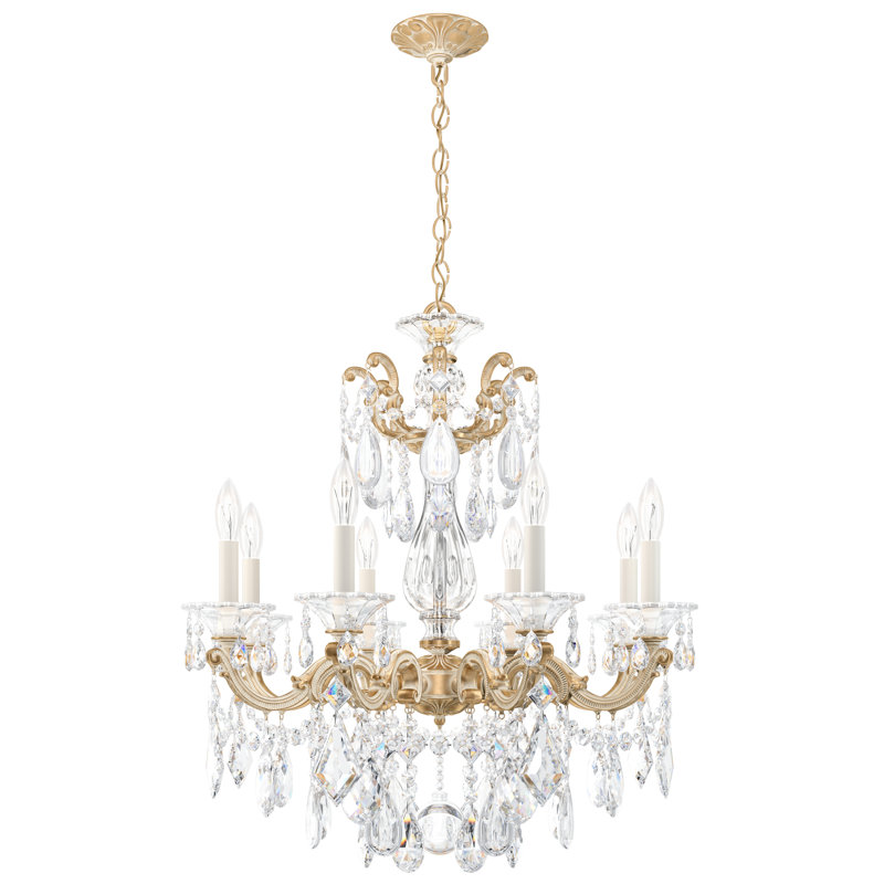 La Scala 8 - Light Glass Chandelier, Antique Silver, Handcut Clear