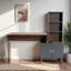 Bureau de rangement contemporain Revolve en noyer et gris foncé, H 51,8 po x l 56,5 po x P 17,49 po