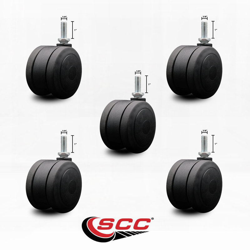 Ensemble de 5 roulettes noires robustes 3 pouces