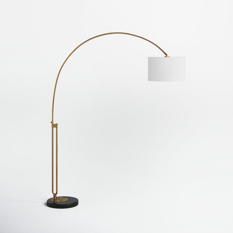 Modern arc lamp brass with marble base and black shade 32.5 cm - XXL