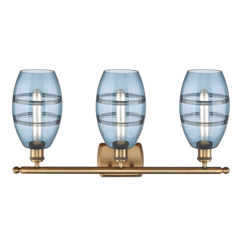 Bettylou 3 - Light Dimmable Vanity Light, Brushed Brass, Princess Blue