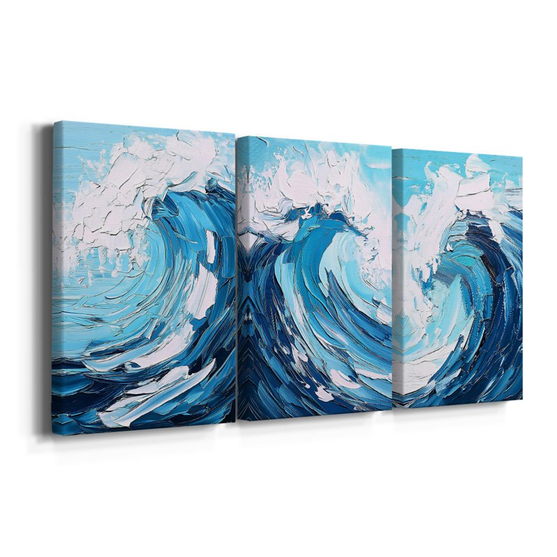 NAUTICAL Series Lxxxiv - Toile tendue sur mesure avec châssis - 3 pièces, H 27 po x l 54 po