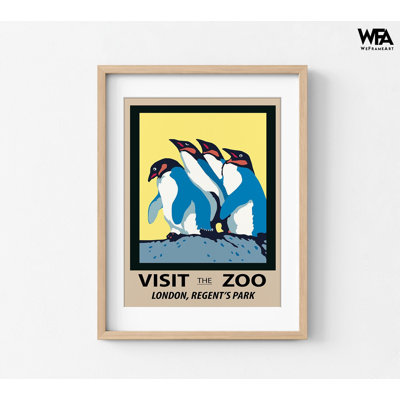 Affiche de pingouin pingouins, décor de pingouin mignon, art animalier de zoo, affiche encadrée de zoo, affiche rétro, impression de grand pingouin