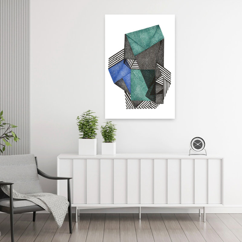 Art contemporain abstrait géométrique, H 36 po x l 24 po