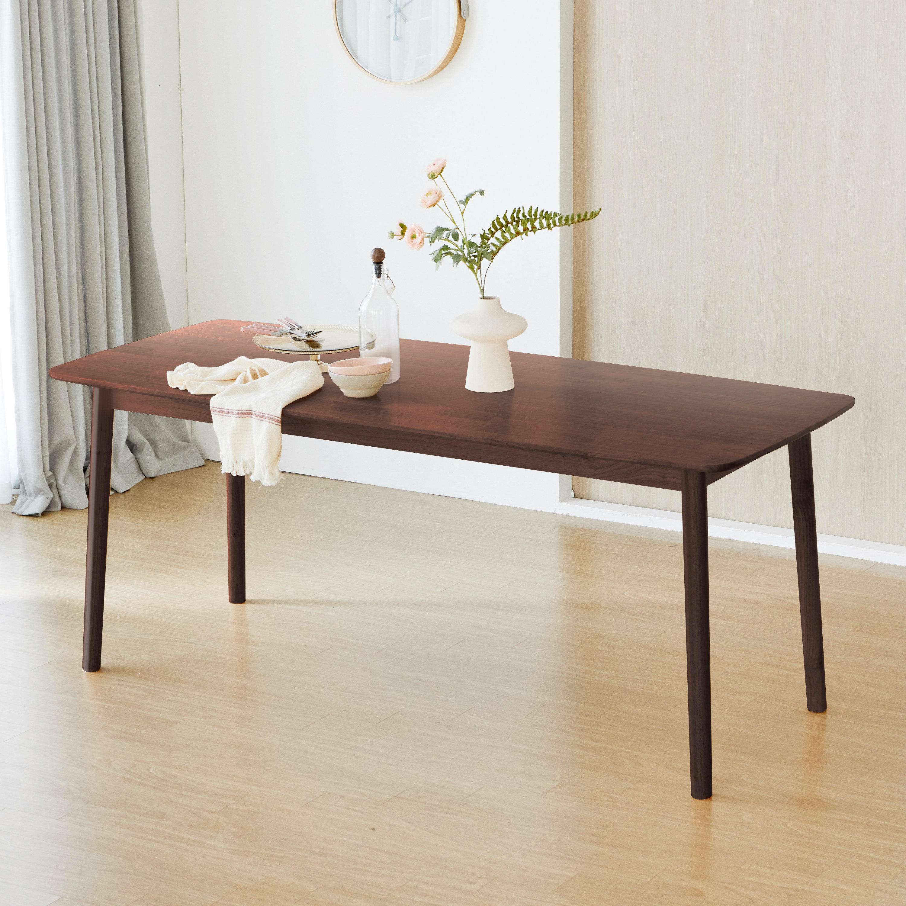 George Oliver Husno 70.9" Rubberwood Solid Wood Dining Table | Wayfair