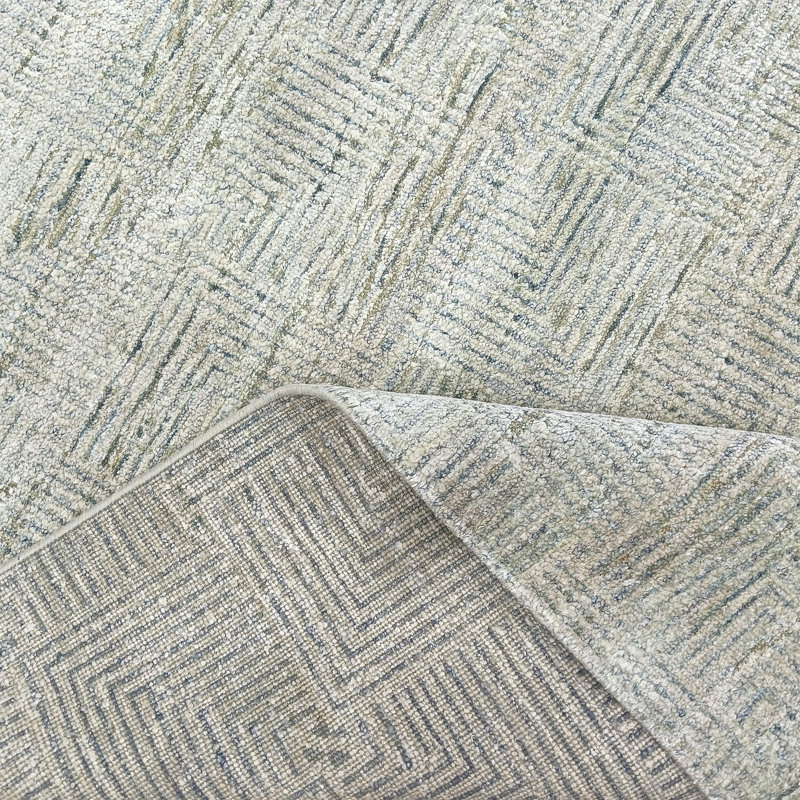 Tapis gris noué à la main de haute qualité, Rectangle de 5 pi x 8 pi