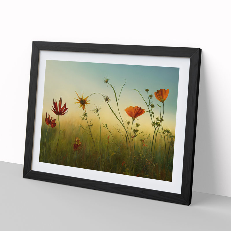 Luscious Wildflowers Floral - Single Picture Frame Painting, Black, 46cm H x 64cm W x 2cm D
