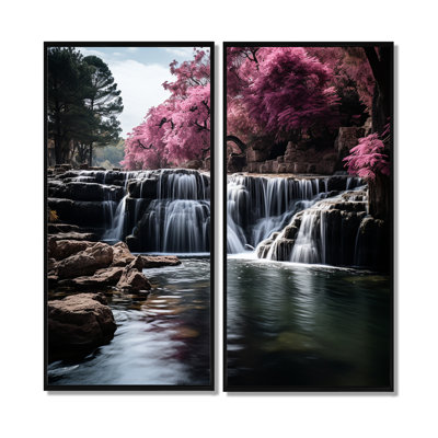 «Pink Grey Waterfall Mute Splendor», grandes impressions sur toile