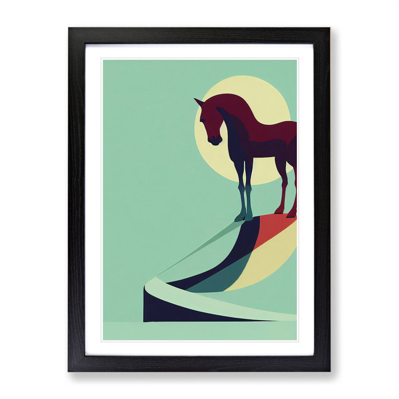 Lucky Horse Abstract - Framed Print, Black, 64cm H x 46cm W x 2cm D