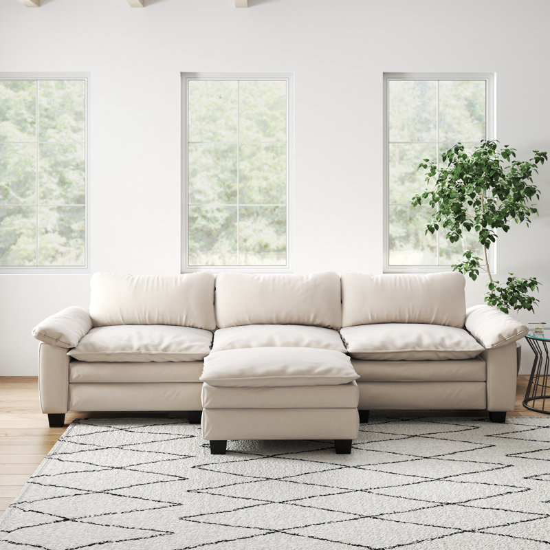 Canapé modulaire de luxe avec repose-pieds, Beige
