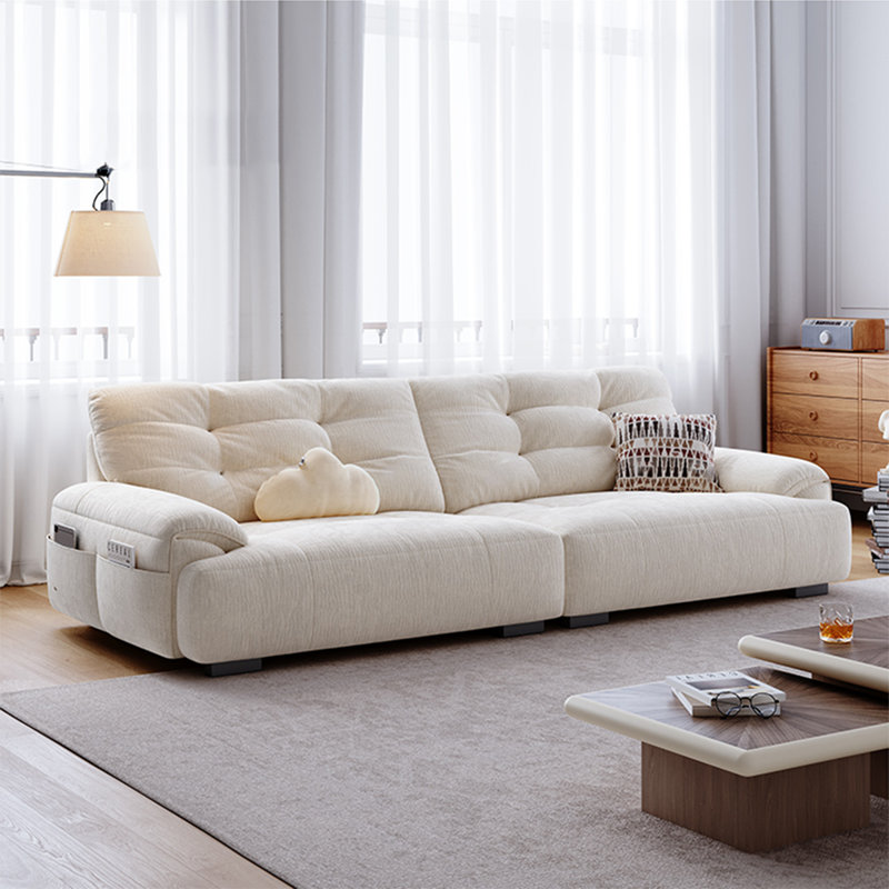 Canapé modulaire en chenille blanc 95,28 po, H 37,4 po x l 117,32 po x P 42,52 po, 4