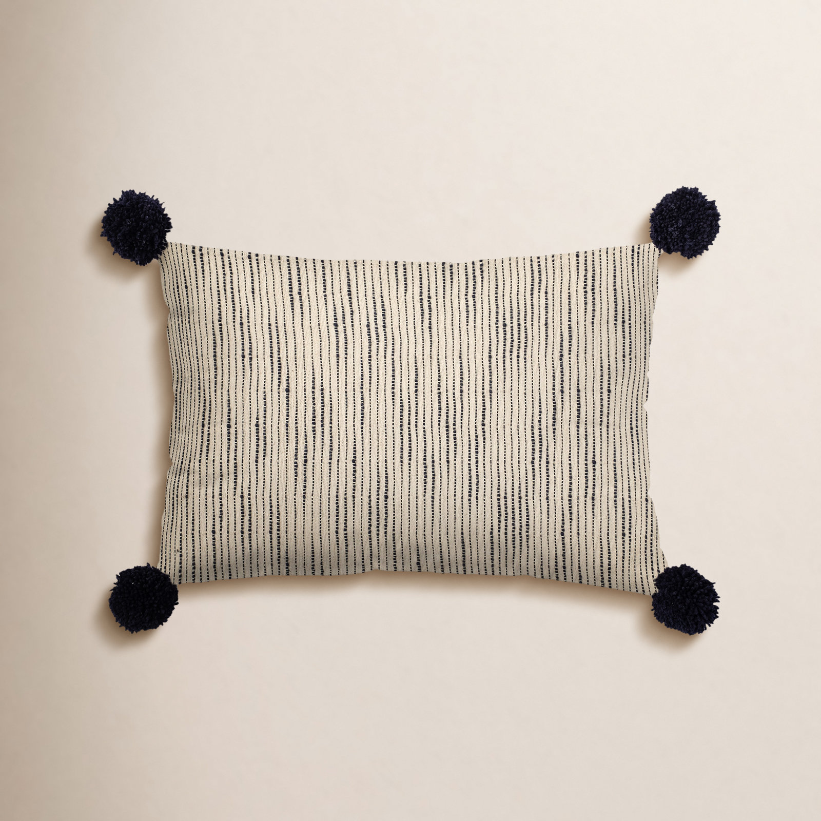 Smith Pom-poms Cotton Pillow Cover, 13" x 21"