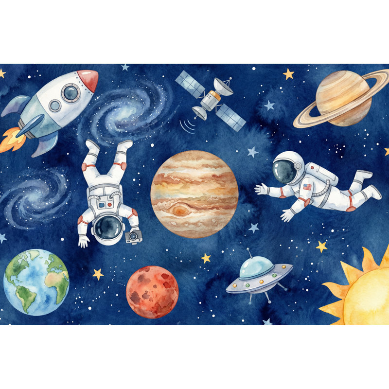 Astronaut Wallpaper Galaxy Planets Wall Mural, 100"x96", Non-Woven Nonpasted