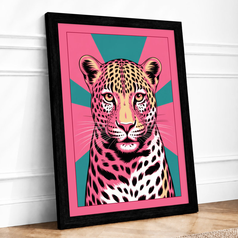Pop Leopard Modern - Framed Print, A3 - 42.0 x 29.7 cm, Black