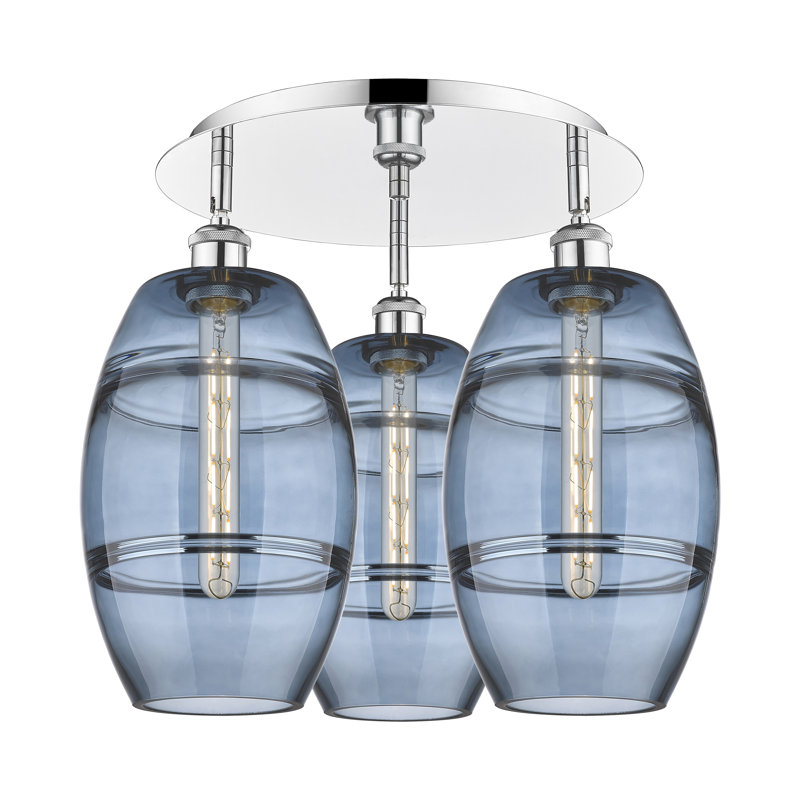 Plafonnier encastré Dundrod, Chrome poli, H 10,88 po x l 19,75 po x P 19,75 po, Bleu princesse