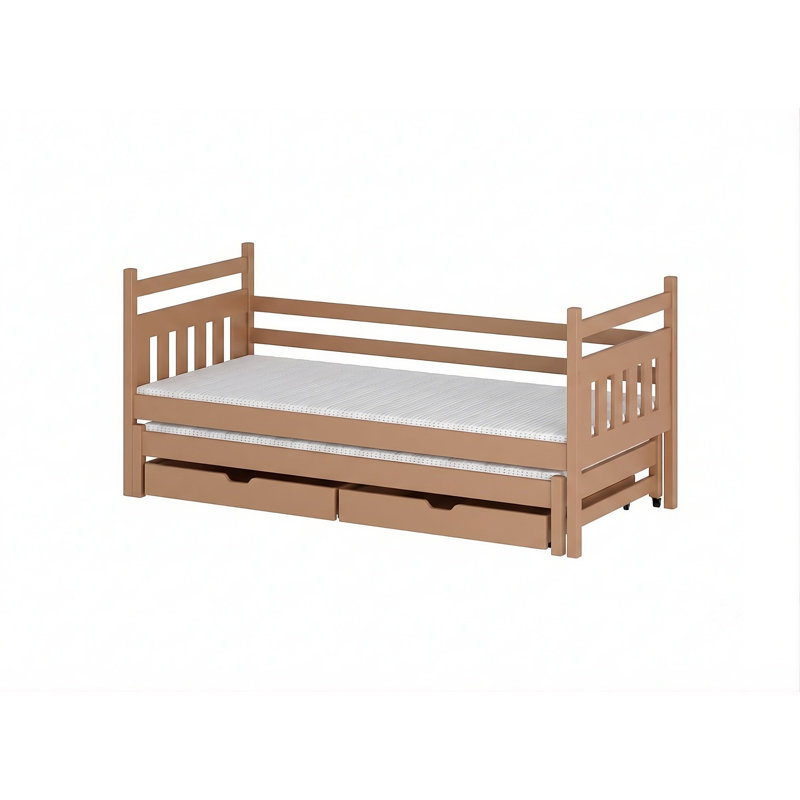 Daniel Single (3') Solid Wood Drawers Bed Frame with Mattress