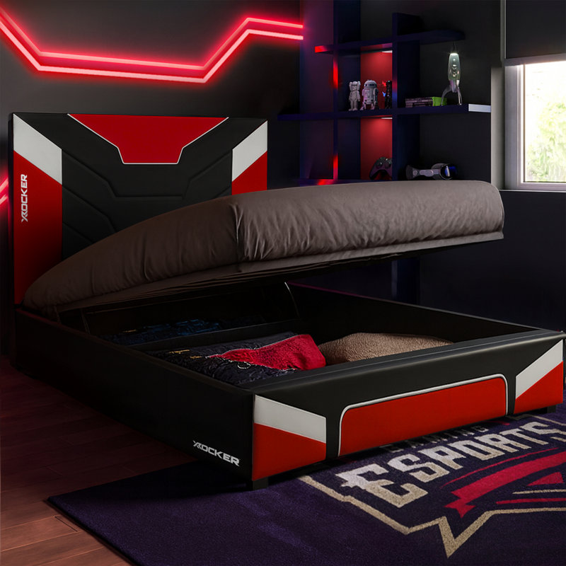 X Rocker Cerberus Double Ottoman Gaming Bed - Red
