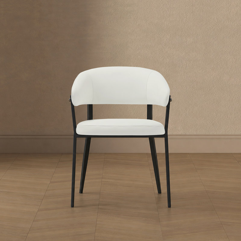 Chaise rembourrée en cuir Belle Modern, Blanc / Blanc